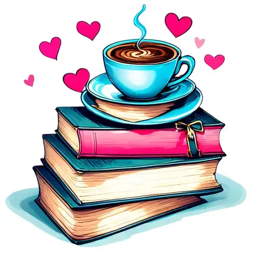 Book Stack With Coffee And Hearts