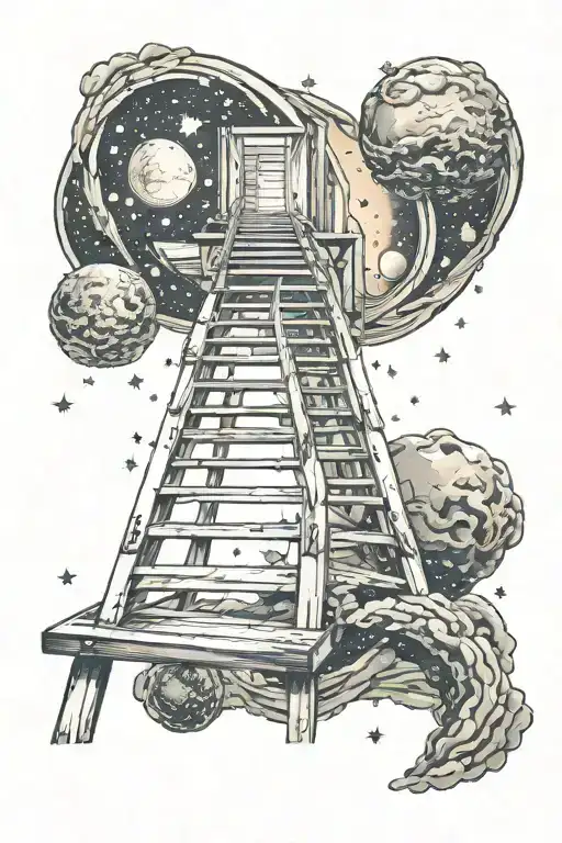 Ladder Leading Up To A Portal Of Stars And Space