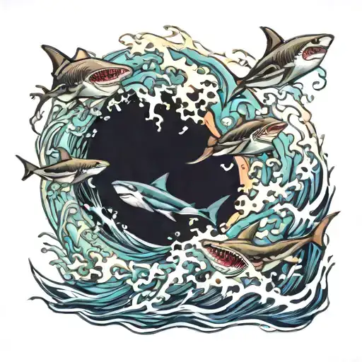 Sharks In Water Waves
