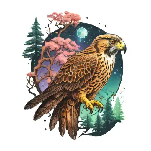 Falcon Mystic Forest In Space