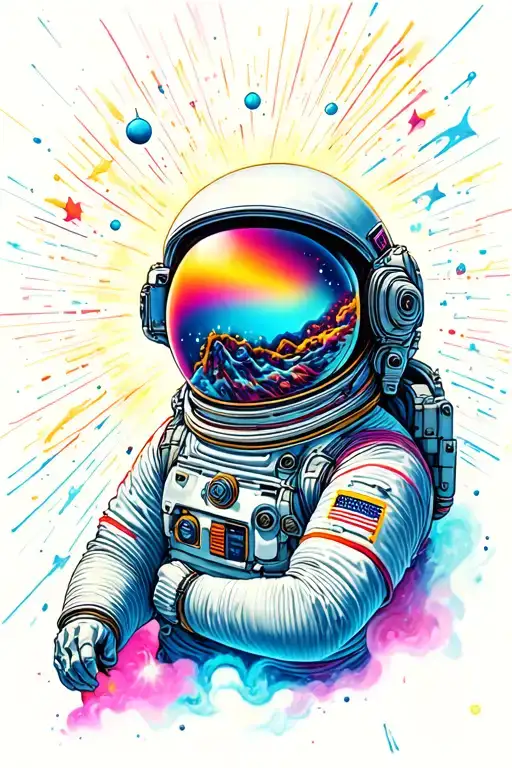 Trippy Astronaut In Space Helmet
