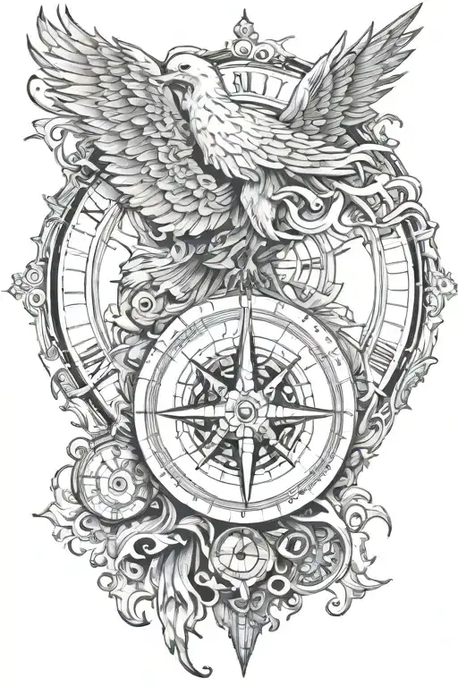 Compass Mechanism Phoenix Wolf Wind Rose