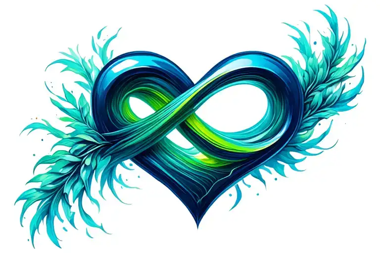 Heart Infinity Symbol Blue And Green