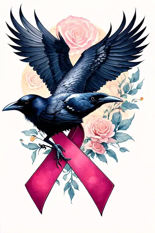 Raven And Cancer Ribbon