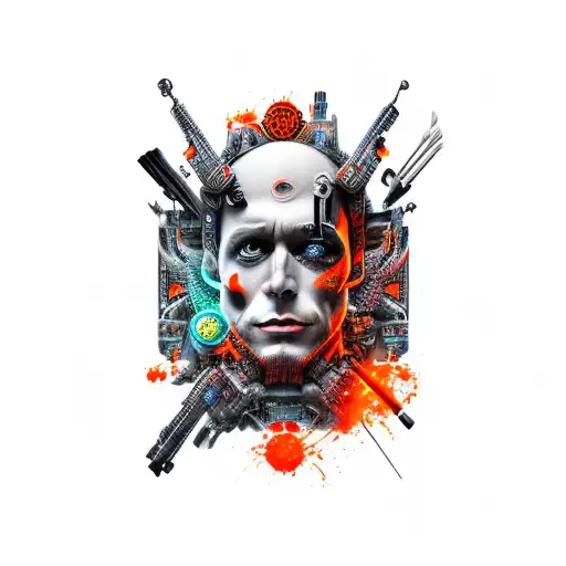 Men's Pain And Suffering Abstract In Black And Orange