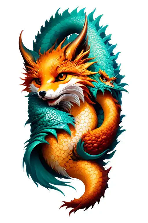 Kitsune And Dragon Wrapped Together