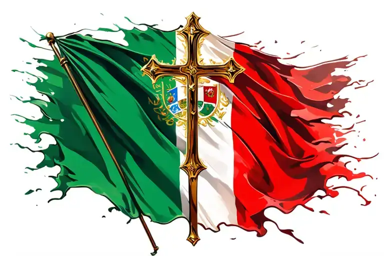 Italian Flag With A Cross
