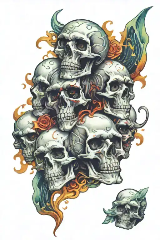 Psychedelic Bent Figures Emerging Skulls And Eyes Swirling Around