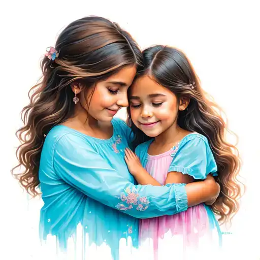 Mom Hugging 2 Daughters