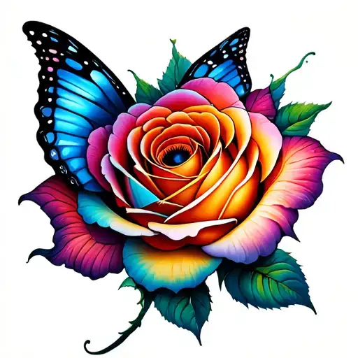 Butterfly That Flies With A Wing In The Shape Of A Rose And Eye Of Intuition