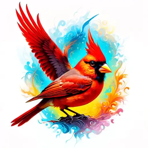 Female Cardinal Flying