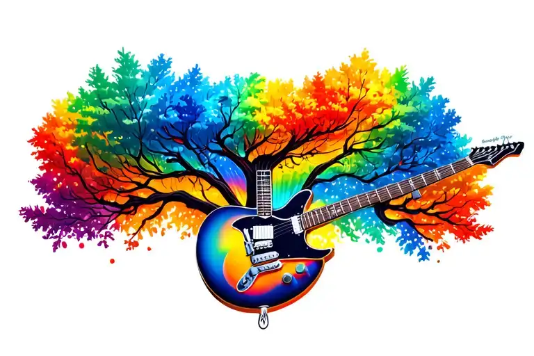 Electric Guitar Tree Cardinal Rainbow