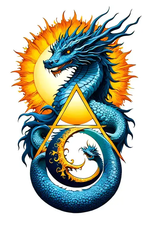 Virgo Zodiac Sign With Sun An Moon In A Triangle With A Dragon