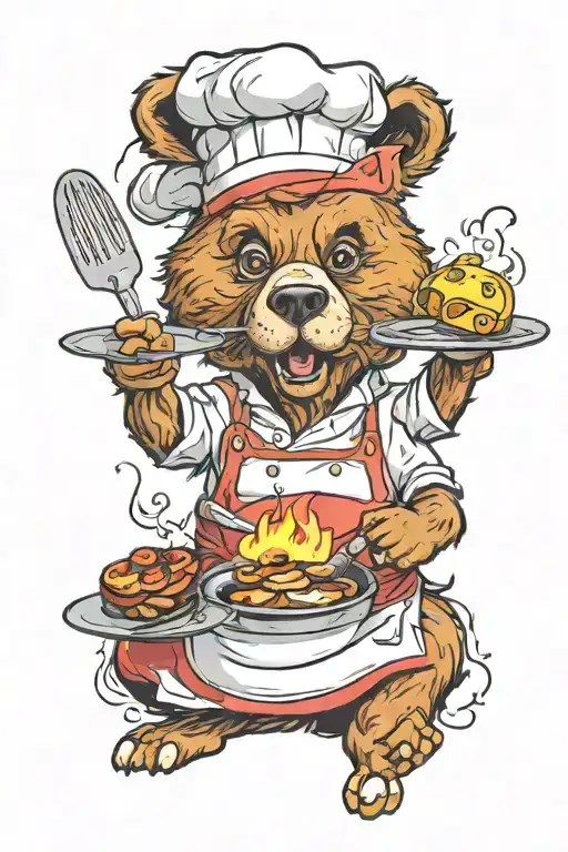A Sarcastic Cheeky Bear Who Is A Chef Flambe