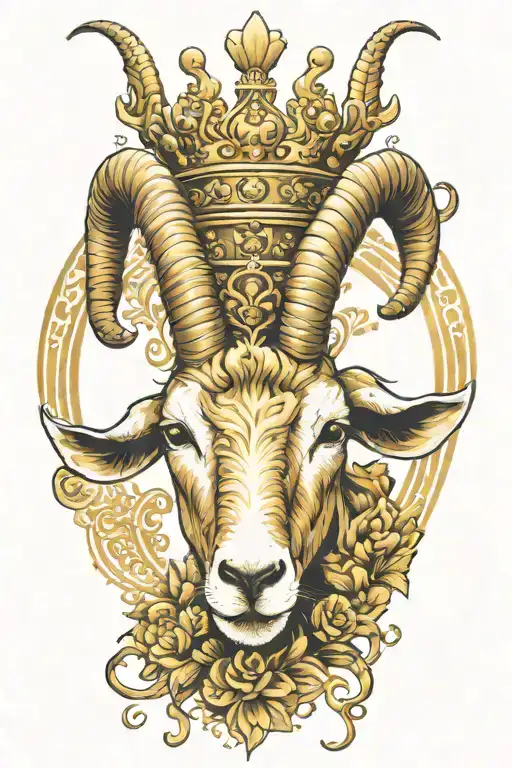 Aries Goat And Crown Gold