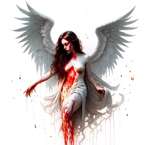 Female Angel And Demons Staring Pain Hurt Torture Scary