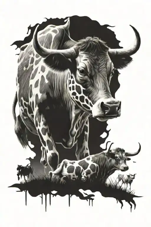 Cow Abduction Scene With Intricate Alien