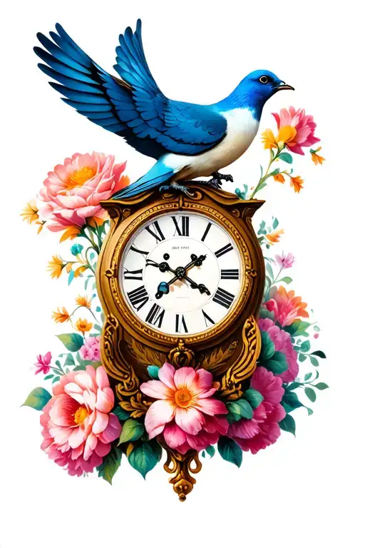 Dove Antique Clock Flower