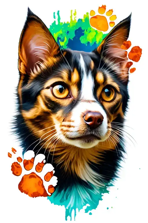 Realustic Cat And Dog Paw Prints