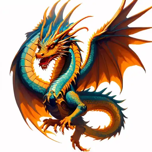 Dragon Protecting The Male Angel Of The Guard Lounge Against El Mal