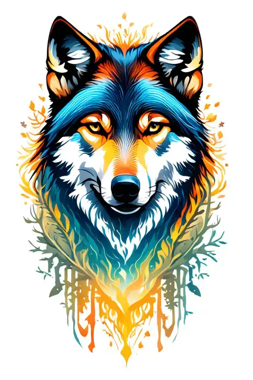 Forest And Wolf Silhouette