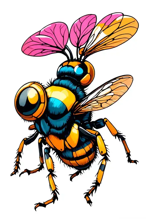 Cartoon Robotic Bee Hovering