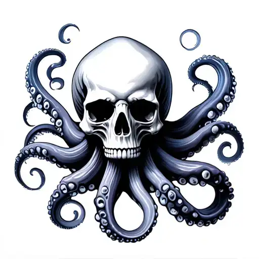 Skull Octopus Wrapping Its Tentacles