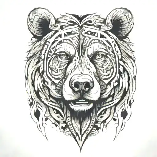 Unique Intense Tribal Bear Face Morphing