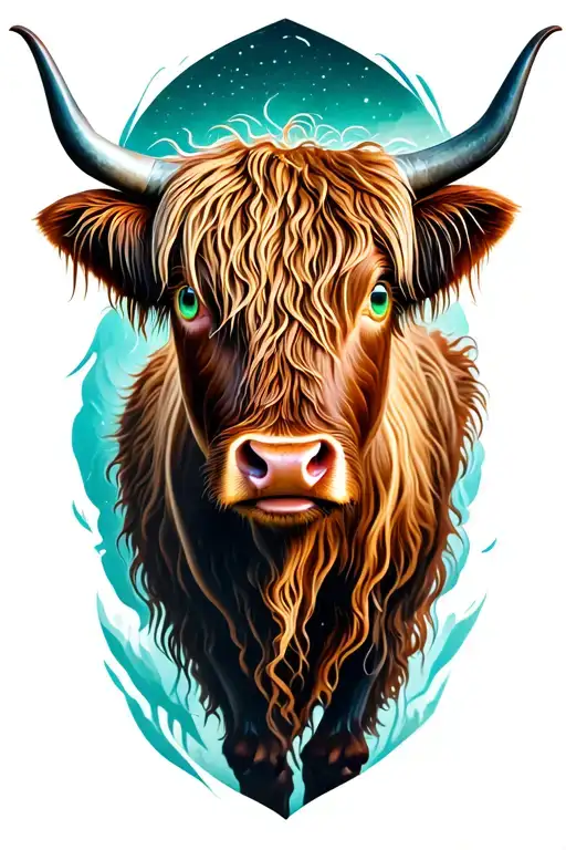 Highland Cow With Green Eyes