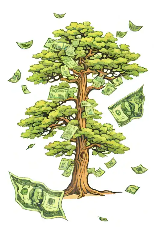 Sequoia Tree With Money Leaves