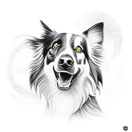 Border Collie With A Black Hart On A Side
