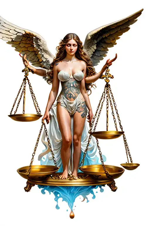 Libra Scales Intertwined With Angel And Demons