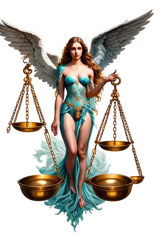 Libra Scales Intertwined With Angel And Demons