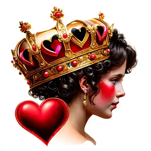 Royal Family Of A Queen And Princess With A Golden Crown Topped With Hearts