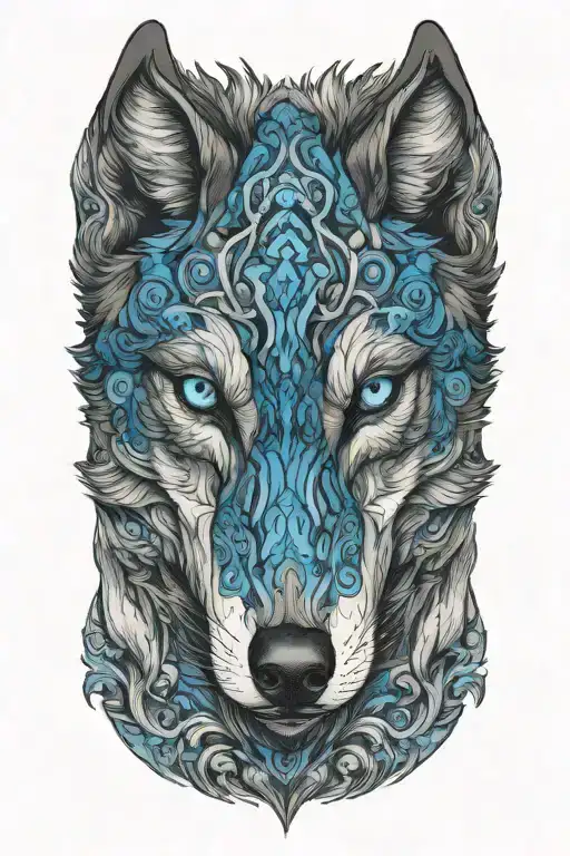Wolf Blue Eyes Looking