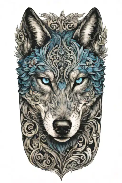 Wolf Blue Eyes Looking