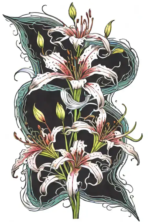 Spider Lily Flower With The Stem Wrapped To Create A Cursive K