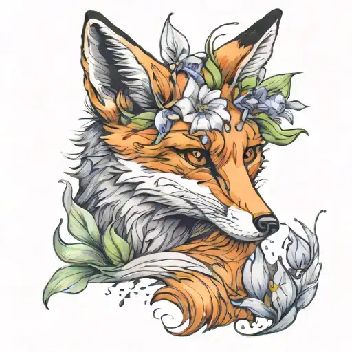 Fox With An Iris Flower For A Tail