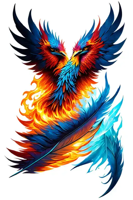 Pheonix Feather With Fire And Ice