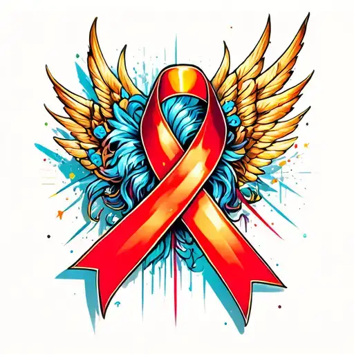 Aids Ribbon & Gemini Zodiac Symbol