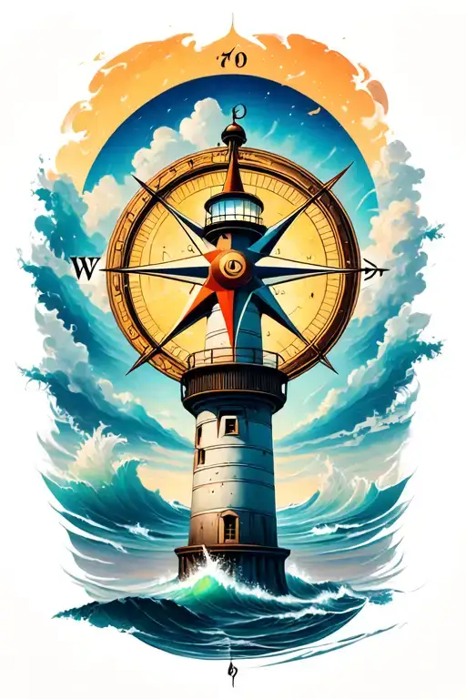 Sea Compass Lighthouse Standing Tall