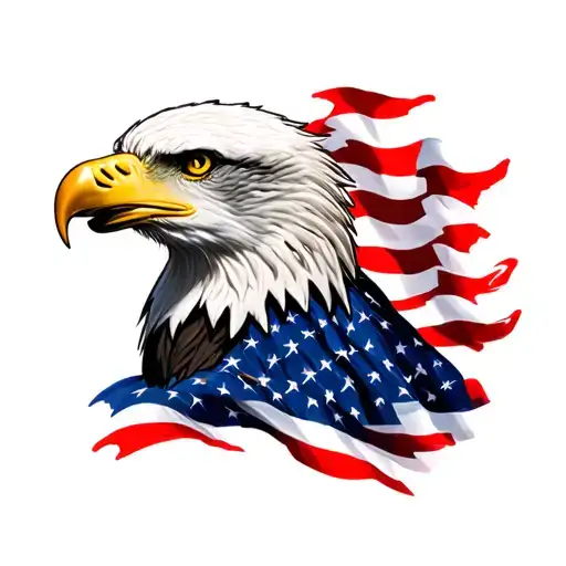 Bald Eagle American Flag Wolf