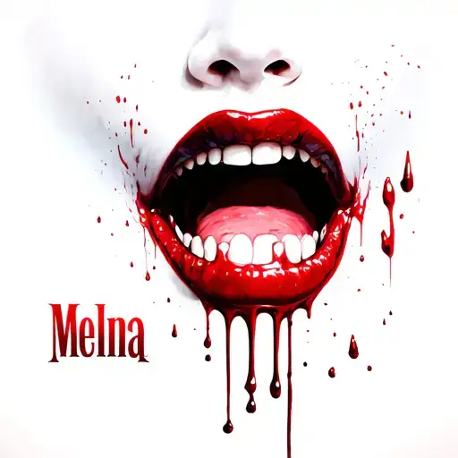 Vampire Bite Marks With Blood Dripping That Spells The Word Melina