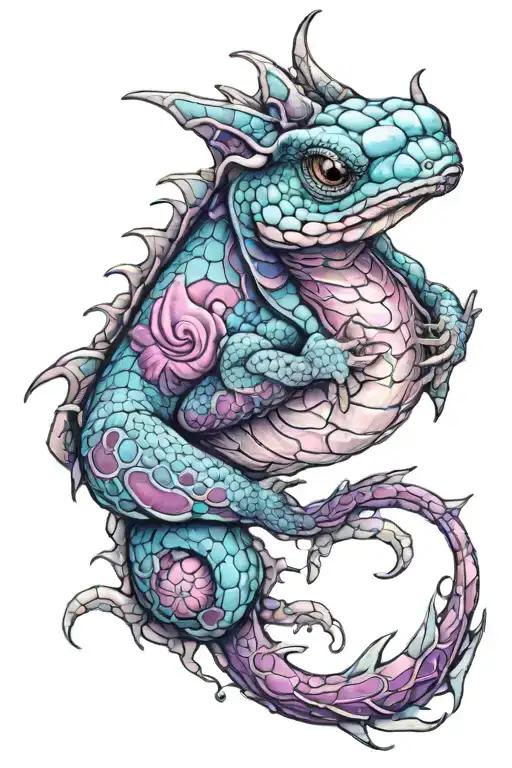 Baby Ouroborus With Blue And Purple Accents