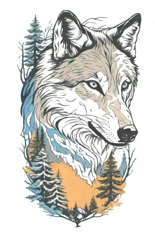Wolf Blue Eyes Forest Landscape