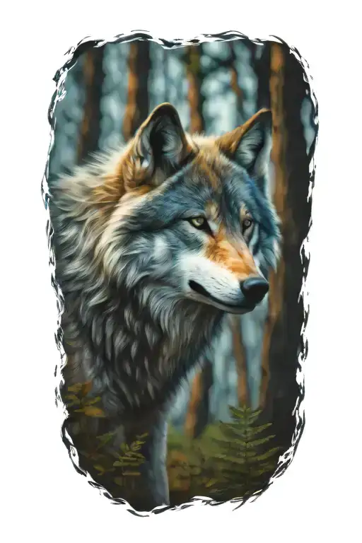 Wolf Blue Eyes Forest Landscape