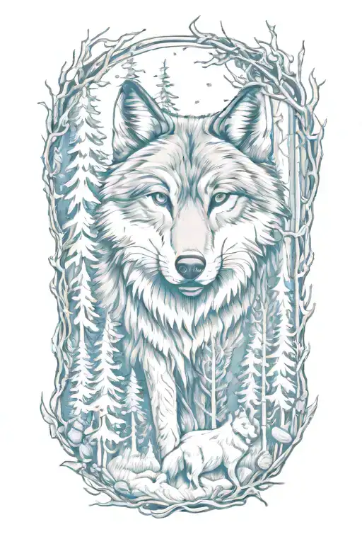 Wolf Blue Eyes Forest Landscape