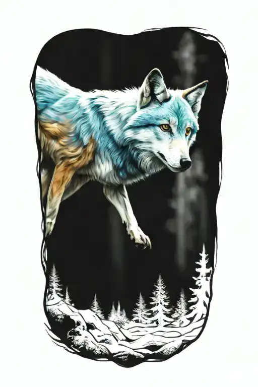 Wolf Blue Eyes Forest Landscape