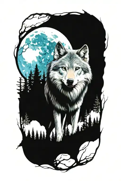 Wolf Blue Eyes Forest Landscape