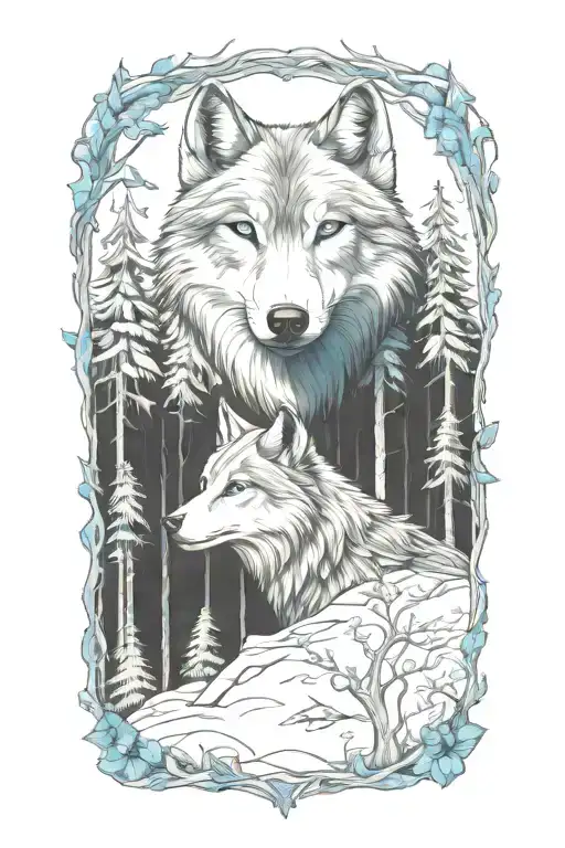 Wolf Blue Eyes Forest Landscape